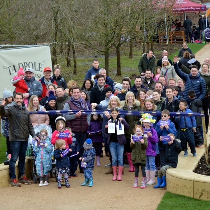 Group of families enjoying a community event